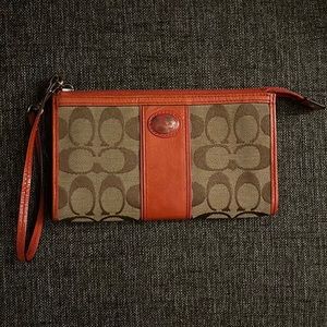 Coach Signature Coral Leather Wristlet Wallet